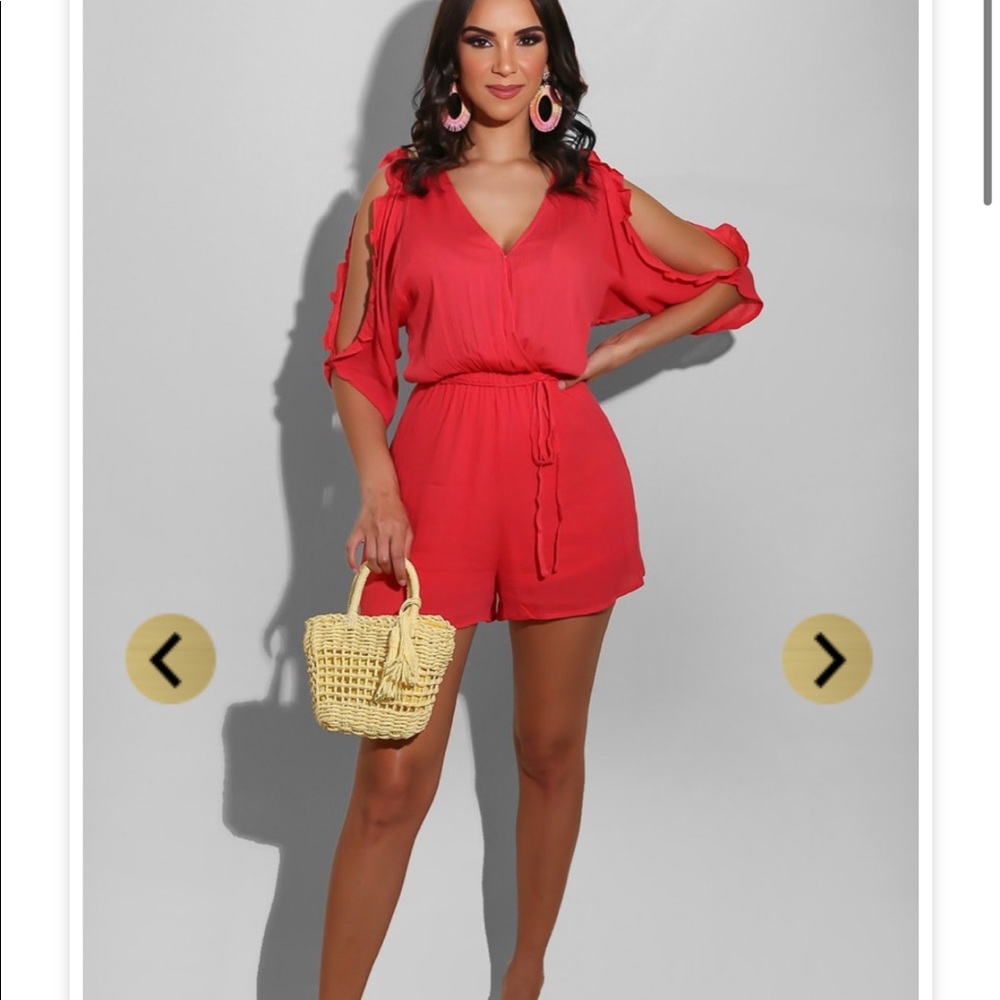 Romper red coral